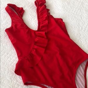 LUZ Red Ruffled One-Piece Julia Swimsuit ❤️